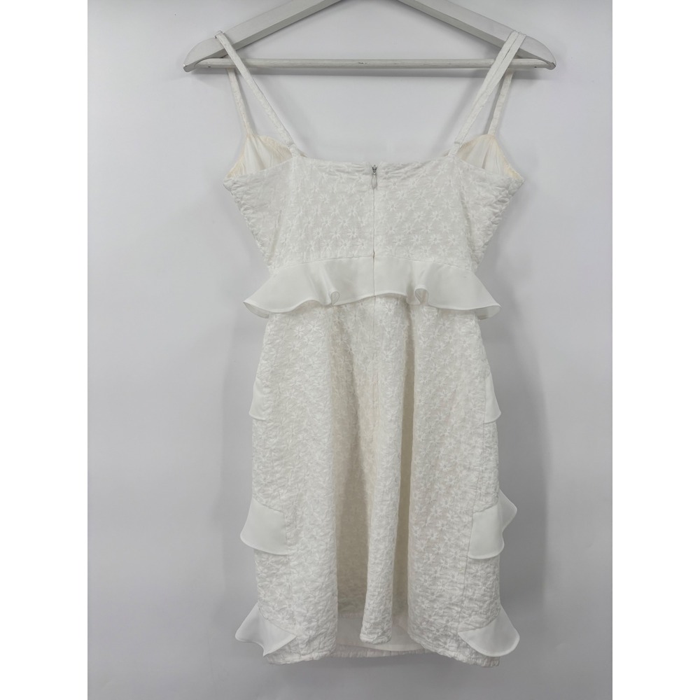 Lovers and Friends Mini Dress Womens XS White Eyelet Ruffle Cutout Revolve - Picture 3 of 13